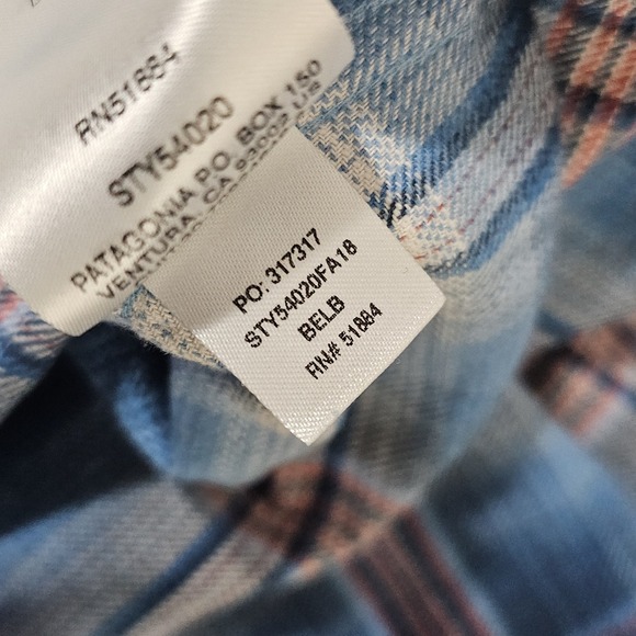 Patagonia Fjord Flannel Shirt Mens Small Blue Plaid Organic Cotton Casual 54020 - Picture 10 of 10